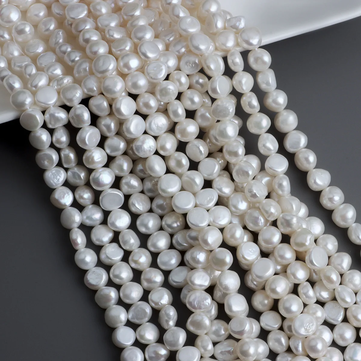 

Natural Freshwater Baroque Large Stone, Strong Light 10-11mm Horizontal Hole Light DIY Material on Both Sides