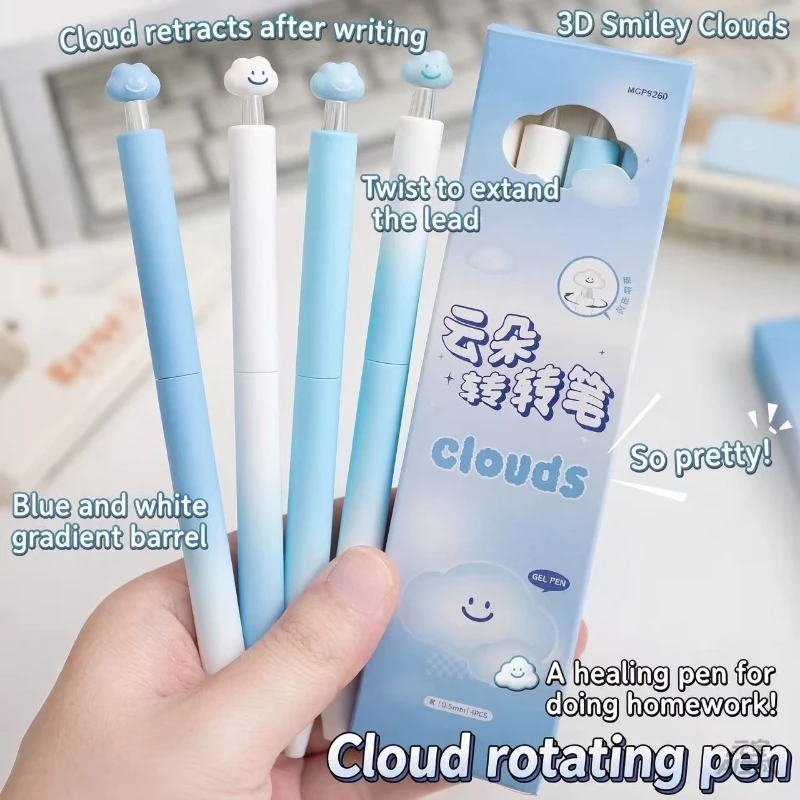 Office School Supplies Ins Small Flower Twist Pen Cute Rotating Neutral Student Brush Question Black 0.5mm Quick Drying Kawai