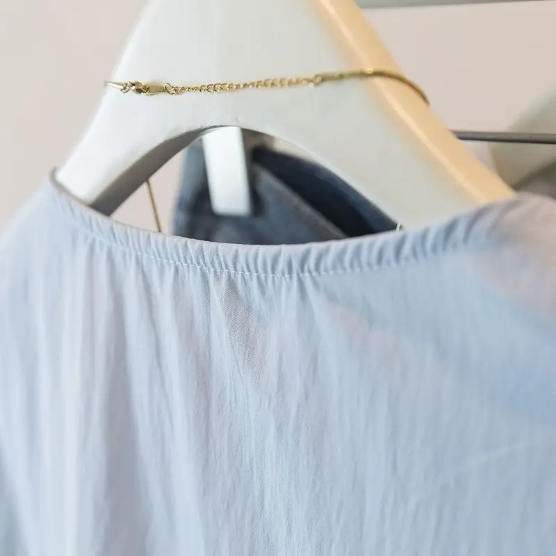 200 Pounds Plus Size Elastische Taille Büro-Damen-Trendhemd und Bluse Einfarbiges Oberteil Damenbekleidung V-Ausschnitt French Chic Basics – Detail 31