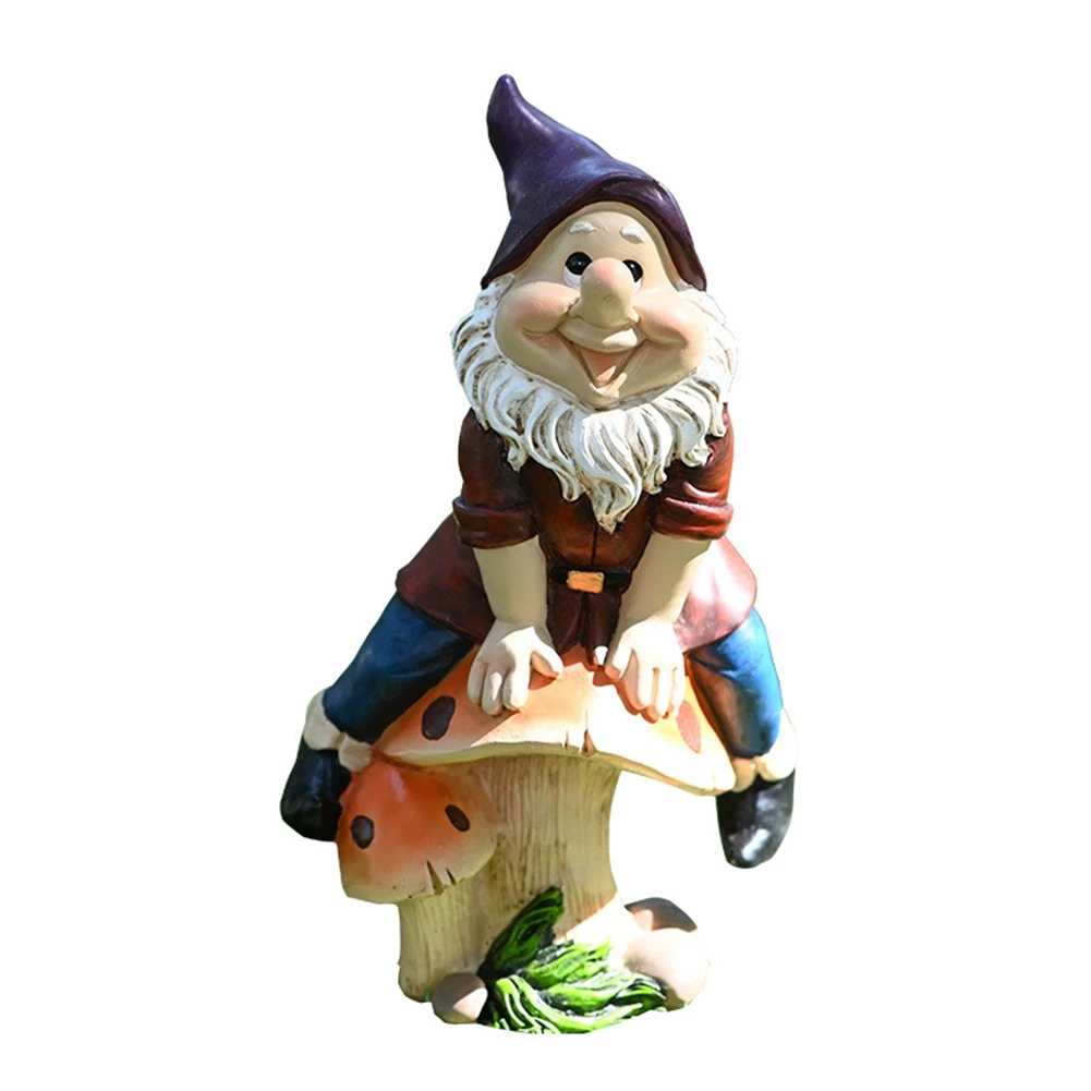 

Mushroom Dwarf Statue Resin Old Man Figure Ornament Cartoon Sculpture Home Decor Garden Room Accessories