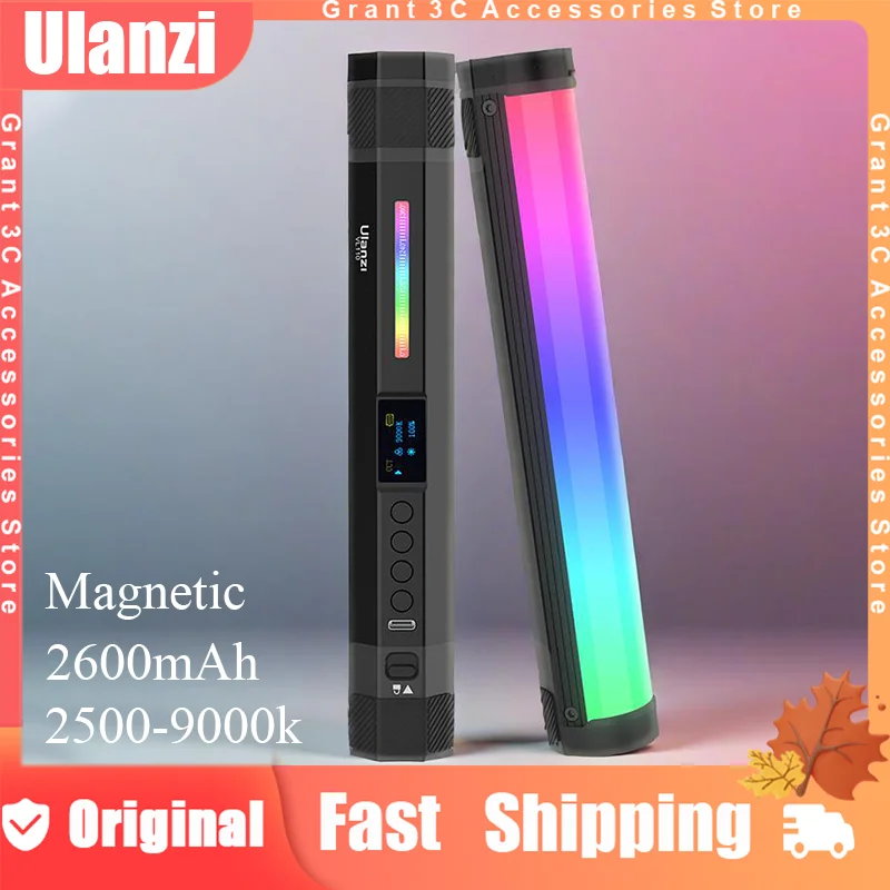 

Ulanzi VL110 Handheld RGB Tube Light Stick Custom 2500-9000K 2600mAh Wand Rechargeable Magnetic Video Light Stick for Studio
