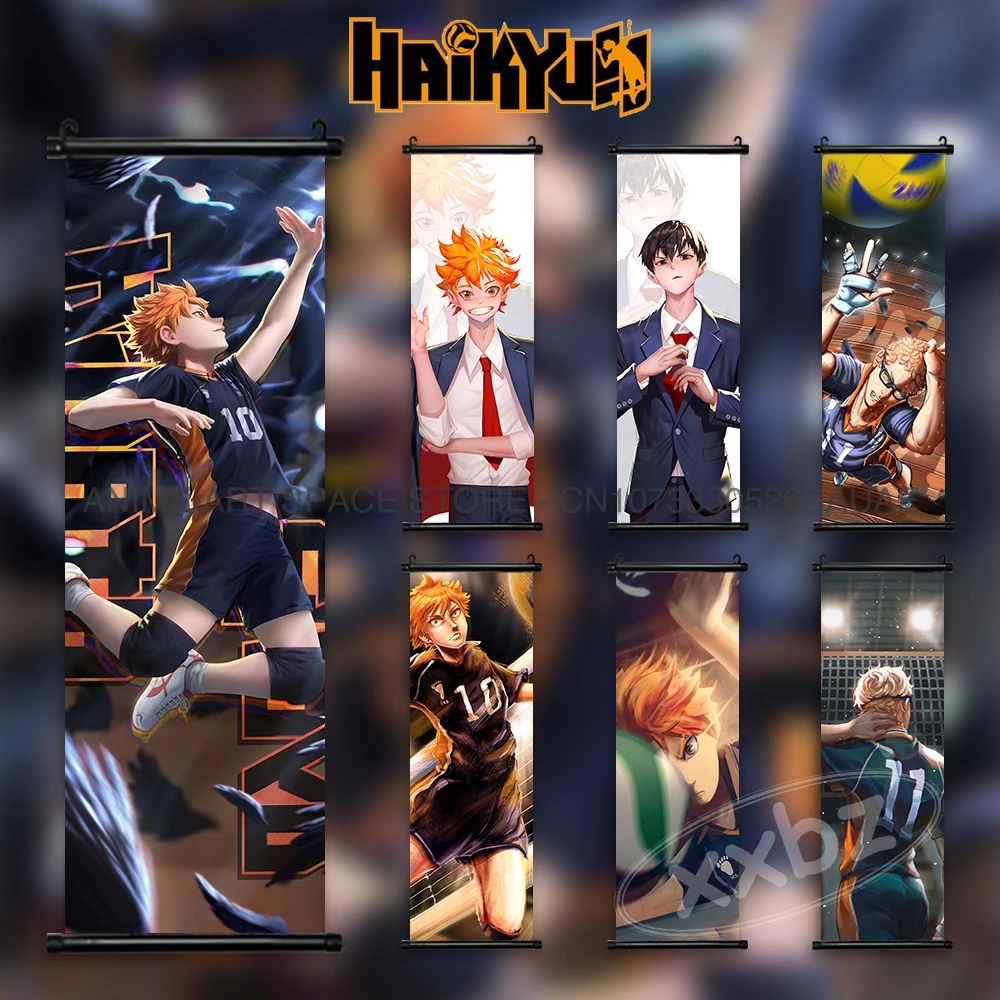 

Haikyuu!! Hanging Painting Anime Posters Canvas Shoyo Hinata Wall Art Sports Scrolls Picture Hot Blooded Characters Home Decor