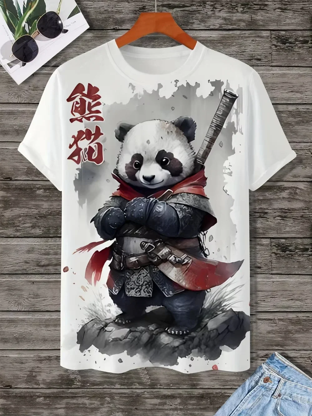 Oriental Style 3D Japanese Samurai Cat Print Sport Quick-dry Breathable Men T-shirt Outdoor Street Anime Harajuku Short Sleeve