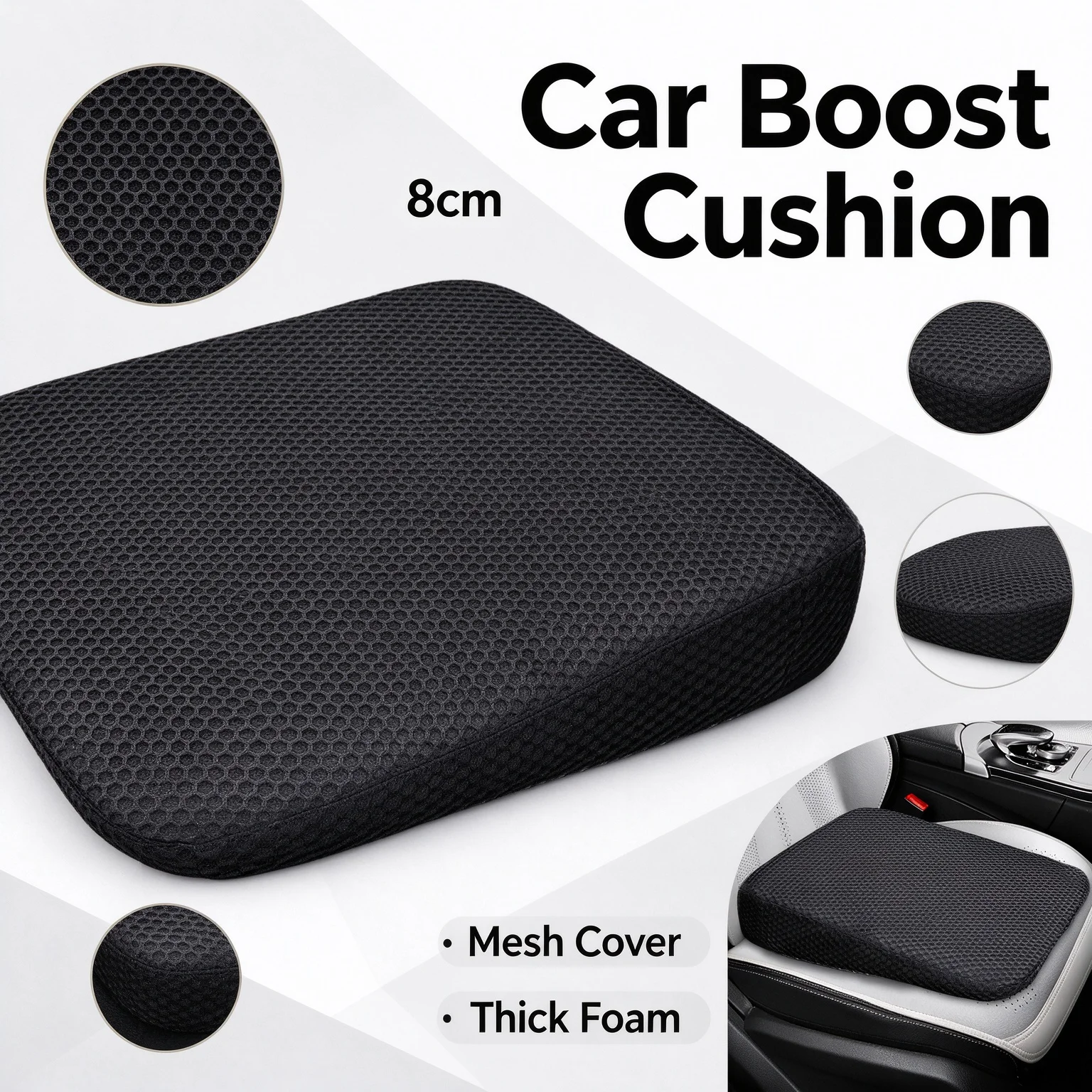 Car Seat Height Pad Ergonomic Wedge Memory Foam Anti Slip Leveling Cushion Correct Posture for Office Chair Car Dual Use