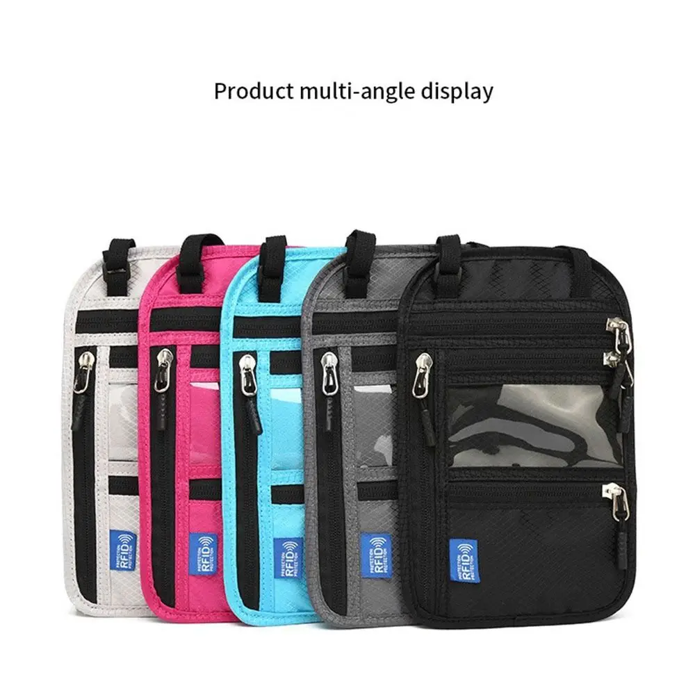 

RFID Blocking RFID Passport Bag Waterproof Multi-Pockets Neck Wallet with Adjustable Neck Strap Anti-theft Men Crossbody Pouch