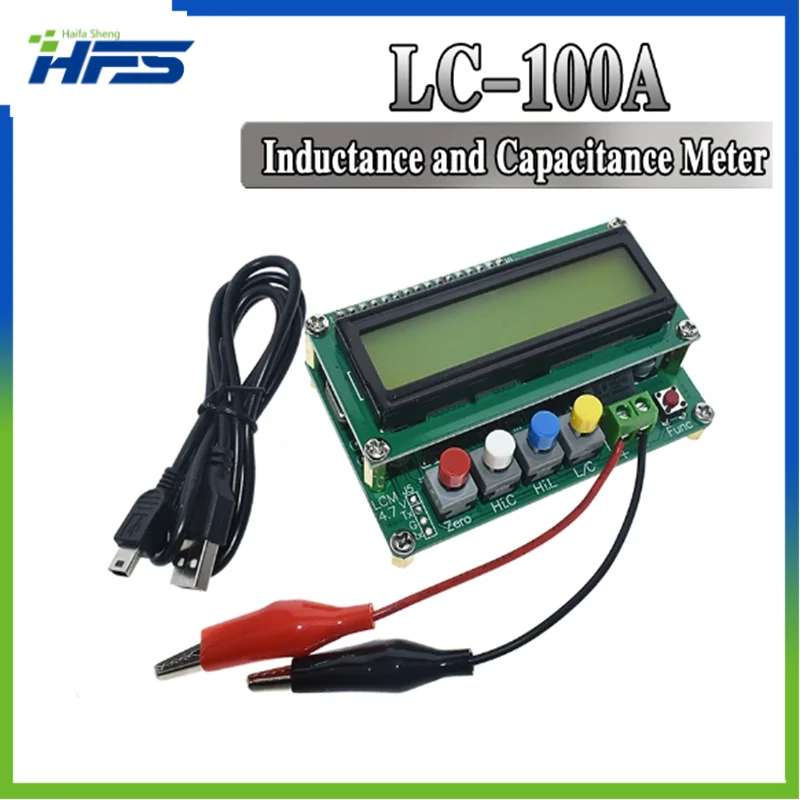 

LC-100A Digital LCD Capacitance meter inductance table TESTER LC Meter Frequency 1pF-100mF 1uH-100H LC100-A + Test clip