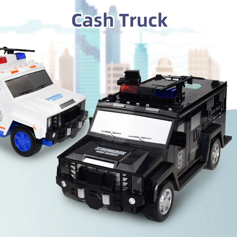 Hummer Bankbiljet Transporter Licht Muziek Cartoon Auto Munt Bank Smart Vingerafdruk Wachtwoord Besparing Spaarpot Kinderen Voertuig Speelgoed Gift