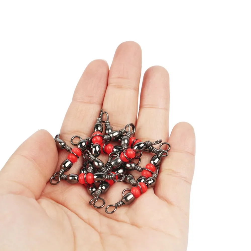 50pcs Fishing Connector Three Way Barrel Swivel Snap Ring 360Degree Beaded With Beads For Fishhook Lure Line Fishing Accessories image 6