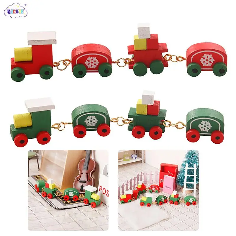 

1:12 Dollhouse Miniature Christmas Snowflake Small Train Model Train Carriages Toy Kids Pretend Play Toy Doll House Accessories