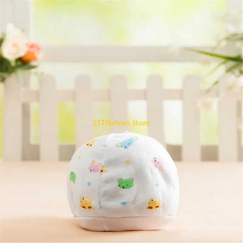 Y5GC مجموعة قبعة أطفال مريحة وقابلة للتمدد مكونة من 10 قبعات قطنية قابلة للتنفس لحديثي الولادة لأغطية الرأس على شكل جمجمة للربيع