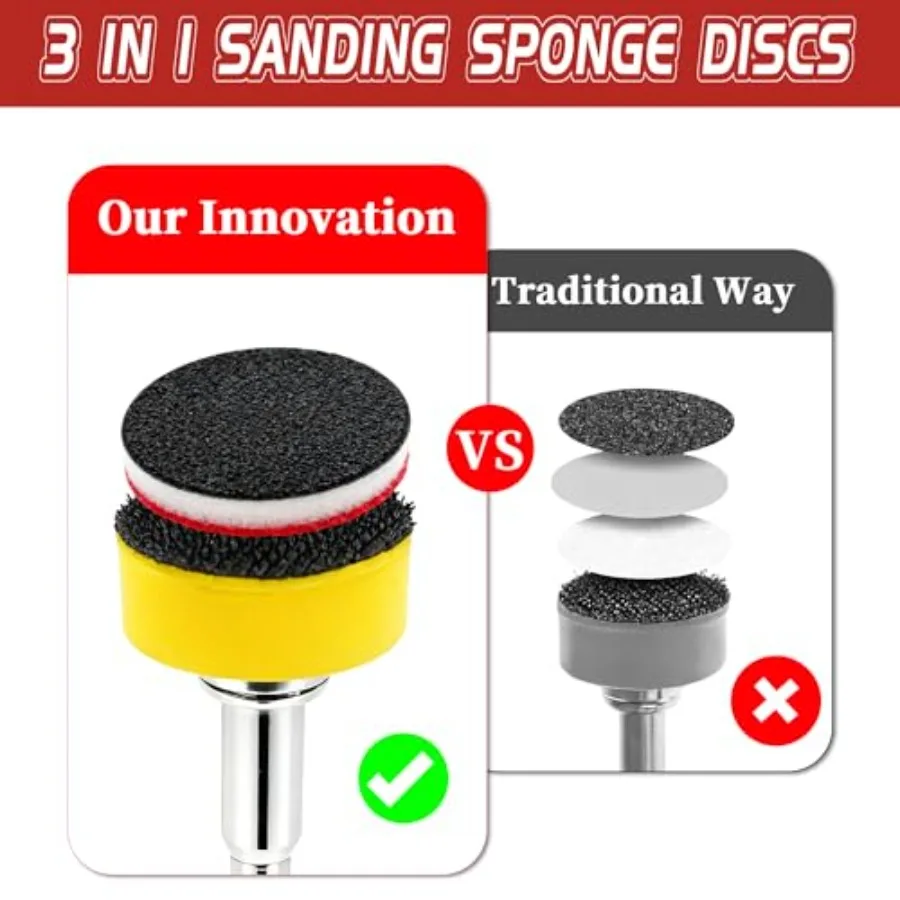 63 PCS 1 Inch Sanding Discs for Drill Hook and Loop Sandpaper with 1/8