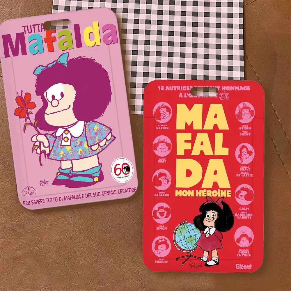 Cute Cartoon Mafalda ID Badge Card Holder Lanyard Kids Credit Card Case Neck Strap Door Card Holder Credentials Gift