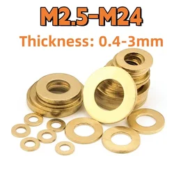 Brass Washer M2.5 M3 M4 M5 M6 M8 M10 M12 M14 M16 M22 M24 Flat Ring Gasket Spacer Washers Seal Spacer Fastener Hardware