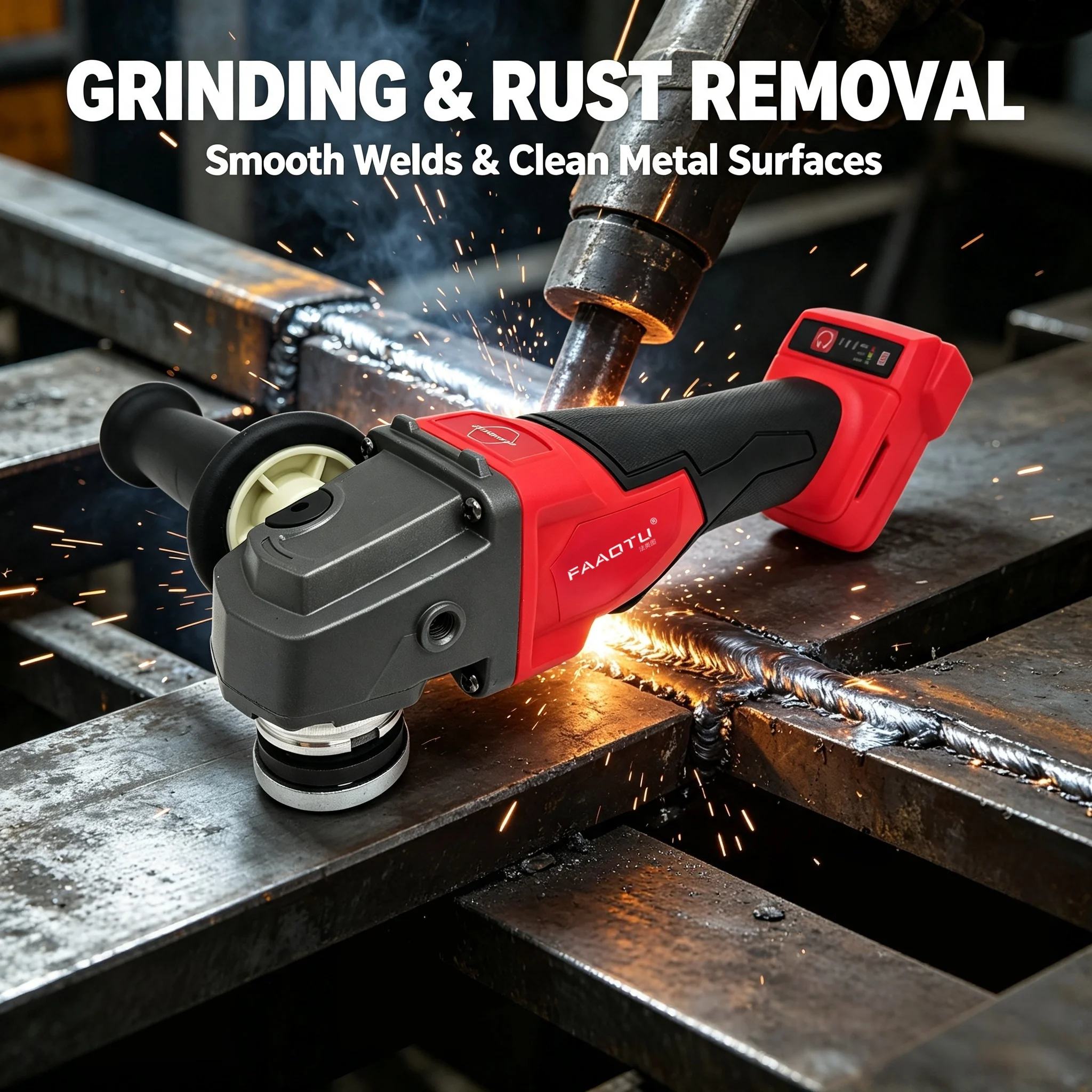 FAAOTU 100mm/125mm Brushless Angle Grinder Cordless Electric Power Tools with No-Lock Paddle Switch for Polishing And Cutting