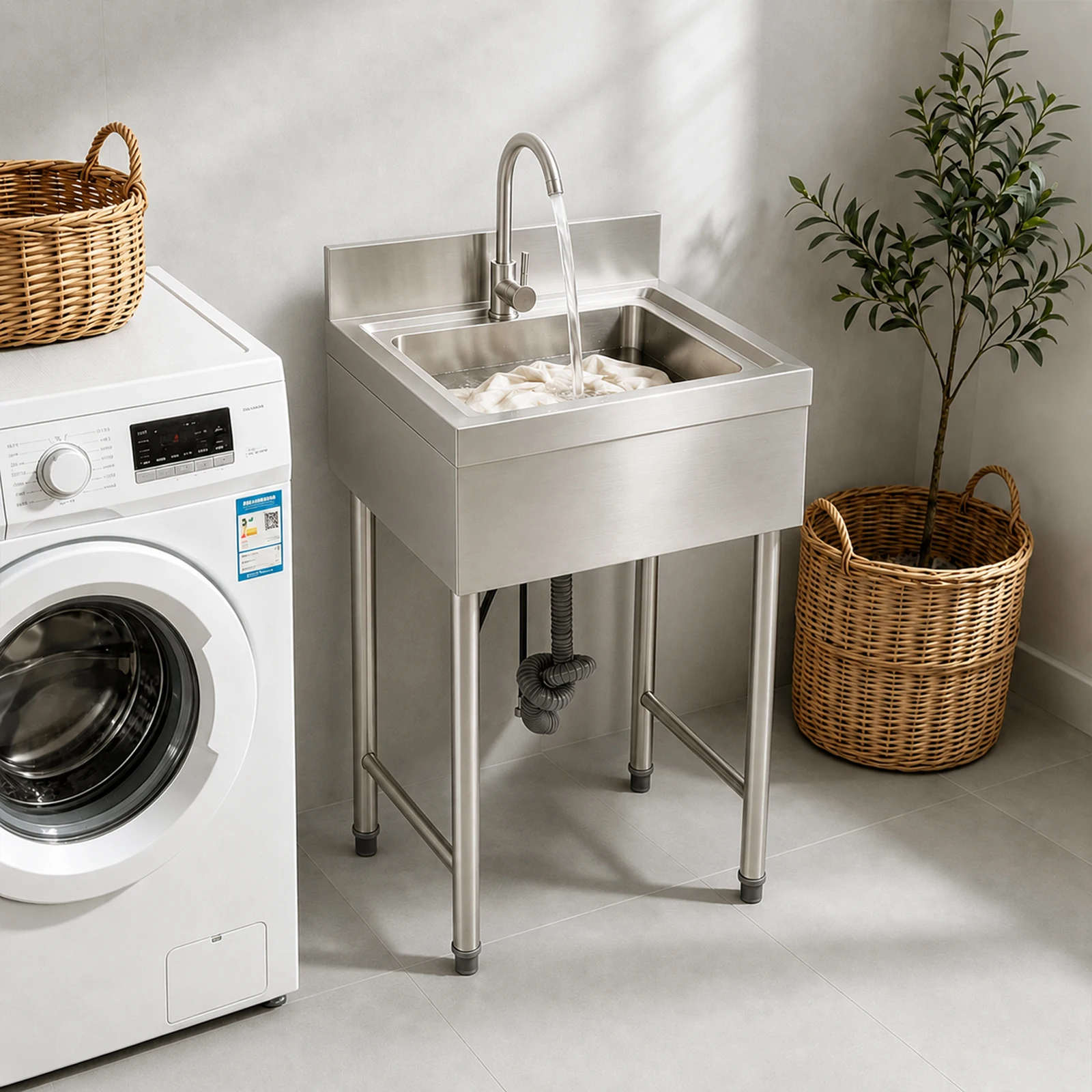 Commercial Kitchen Taps - 29L Free Standing Stainless-Steel Single Bowl