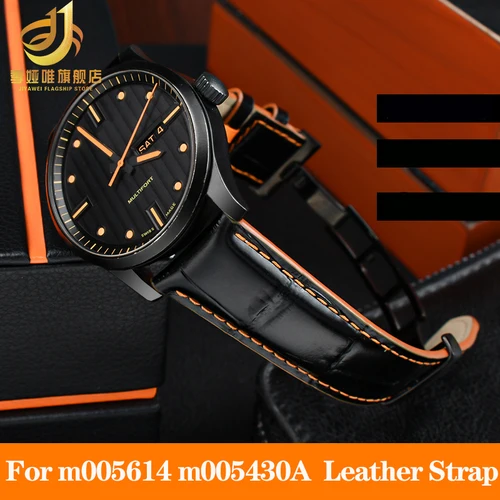 Imagen 2 del producto Correa de cuero para Mido Helmsman m005 Naranja Timón m 005614   m 005430 Una cadena de reloj masculina con pulsera con cierre de mariposa 22 mm 23 mm