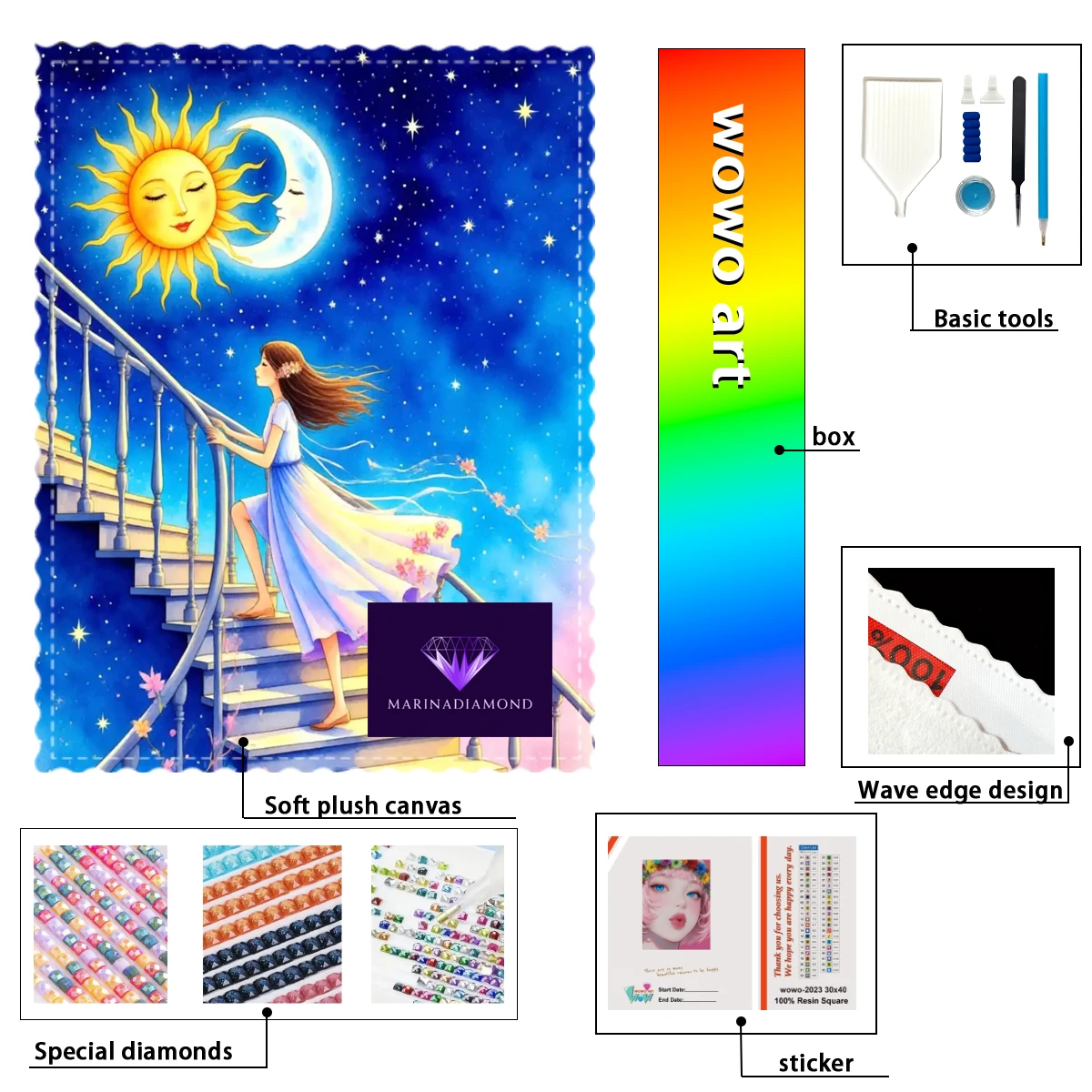 【MARINA Diamond Art】The Girl Who Climbed the Ladder Crystal AB Rhinestone FD Rhinestone Perfect Resin Diamond