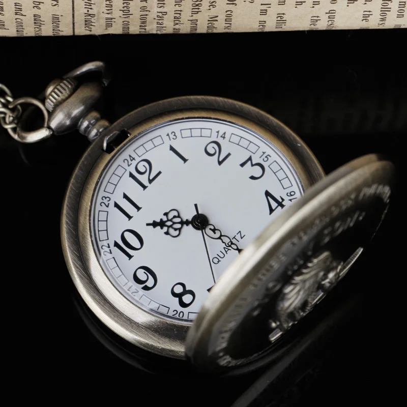 ساعة جيب على شكل أسد برونزي كوارتز سلسلة قلادة لابني الحب أبي تصميم رائع قلادة ساعة الأولاد عيد ميلاد أفضل الهدايا