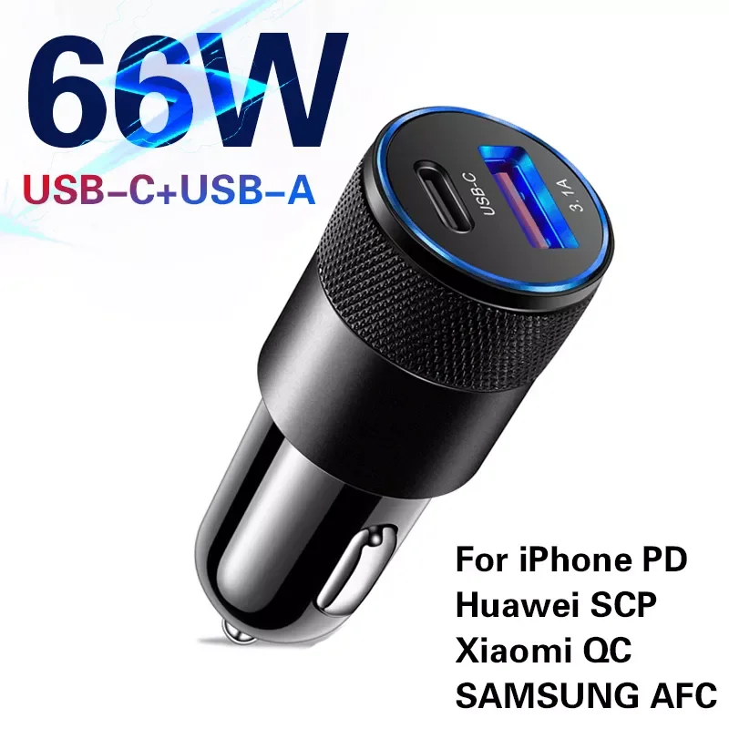 

Olaf 66w Car Charger USB+PD Type C Fast Charging Car Mobile Phone Adapter For iPhone Xiaomi Huawei Samsung Cellphone Accessories