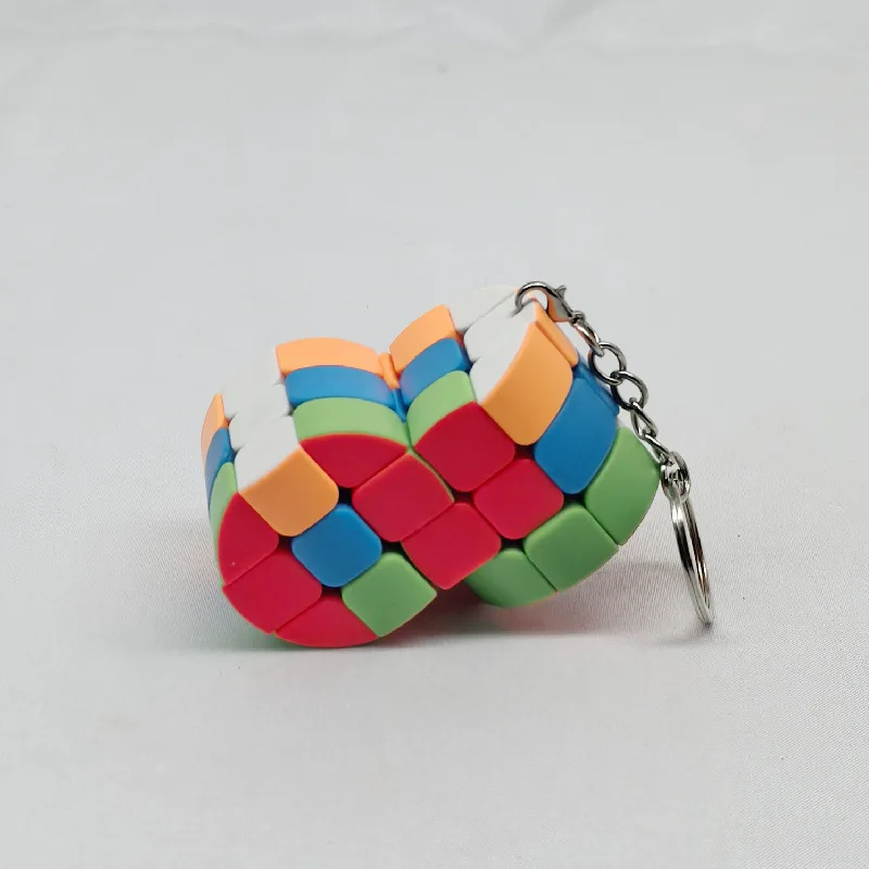 Mini cubo mágico cilíndrico de três camadas, chaveiros siameses, diversão e dificuldade, cubo de rotação restrito, brinquedo multiplicado