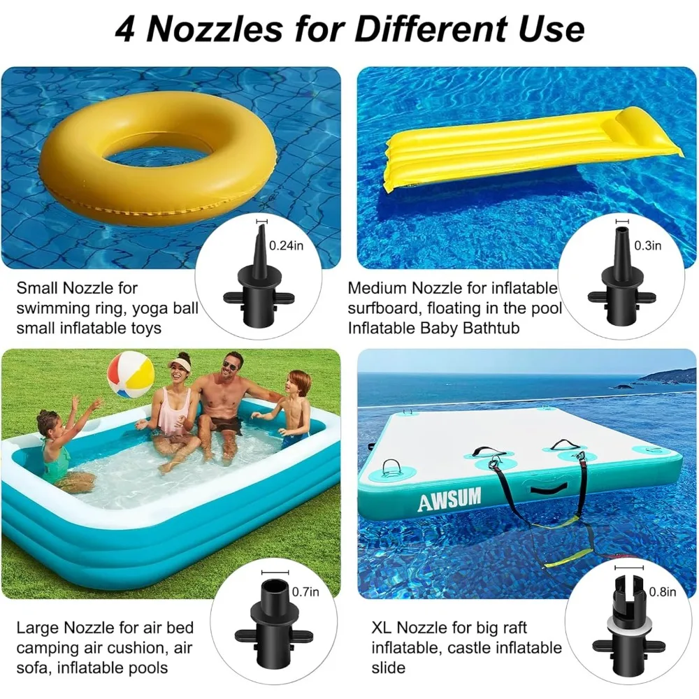 مضخة هواء كهربائية AWSUM بقدرة 600 وات لحصيرة الجمباز القابلة للنفخ، مرتبة هوائية 110-120 فولت تيار متردد، مضخة نفخ سريعة التعبئة، محمولة