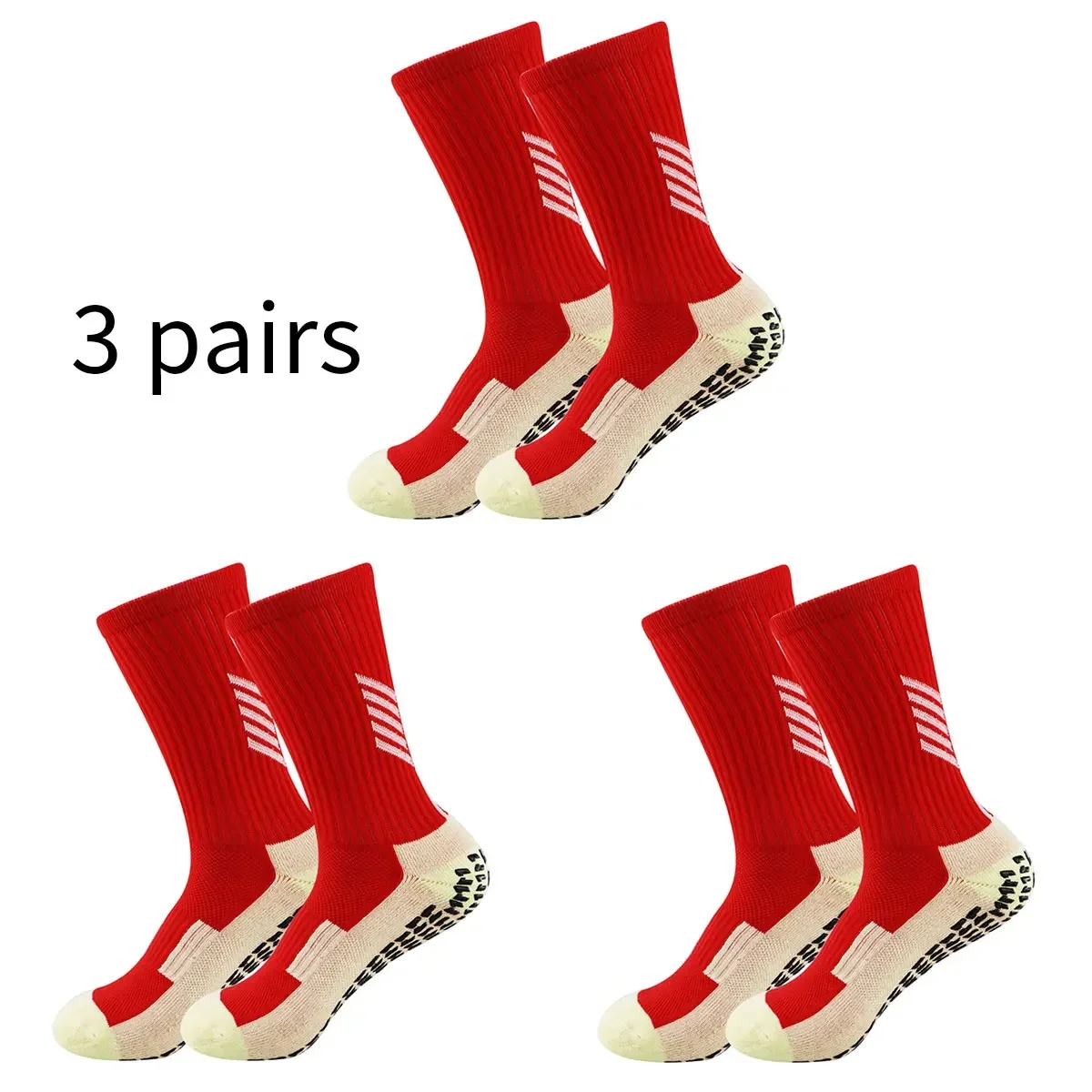 

3 пары противоскользящих носков, защитные футбольные носки, дышащие мужские спортивные носки, один размер, подходит всем