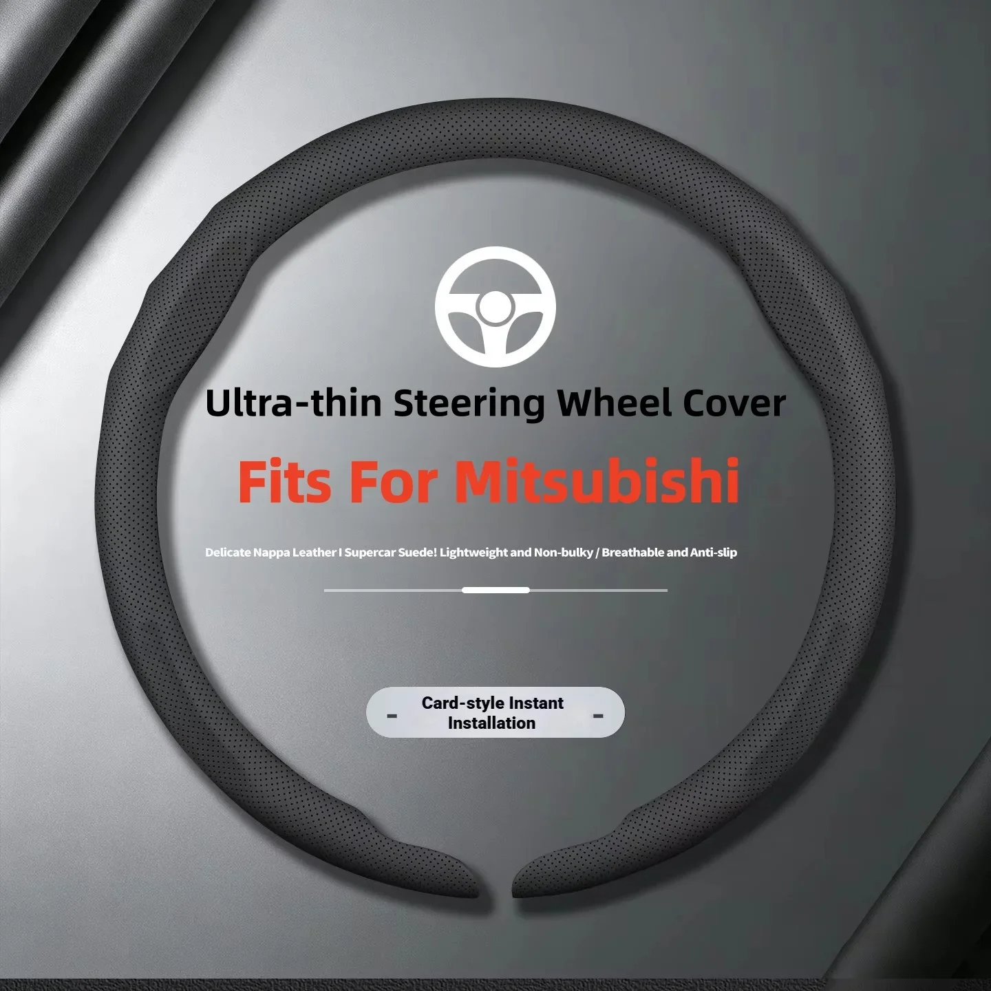 For Mitsubishi Outlander L200 Lancer EX Asx Pajero RALLIART Delica Car snap-on Leathe Anti-slip steering wheel cover Accessories