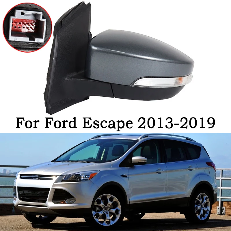 Car Rear View Mirror Assembly For Ford Escape 2013-2019 Auto Folding Power Heated Turn Signal Blind Spot Warning 6 8 10 Pins