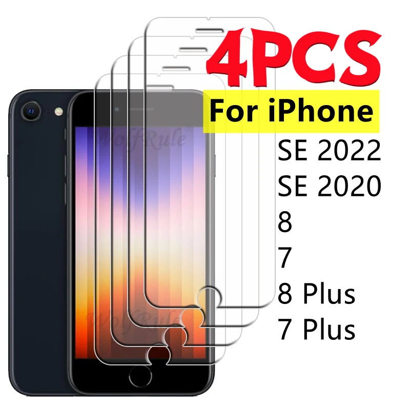 1/2/3/4ชิ้นสำหรับ iPhone SE 2022แก้ว iPhone SE 2022 2020 7 8 PLUS กระจกโปร่งใสป้องกันหน้าจอชัดเจน iPhone SE กระจก2022