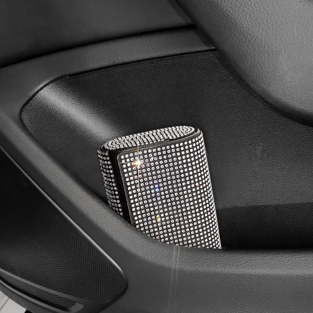 Car Diamond Sunglasses Case Bling Rhinestone Glasses Storage Box Seat Clip Hard Shell Protector - view 5