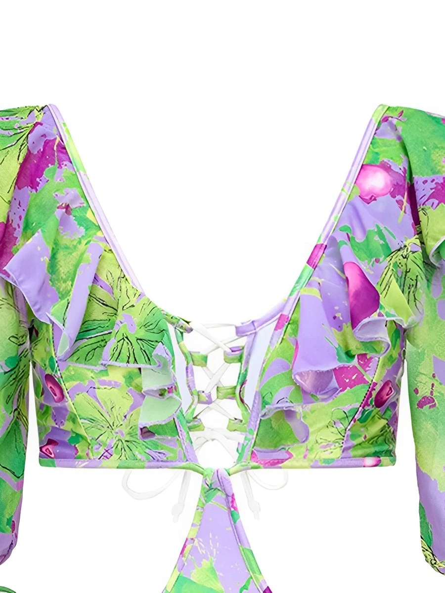 2026 V Neck Hollow Out Print Swimsuit Women One Piece Swimwear Female Beachwear Bathers Bathing Swimming Swim Suit