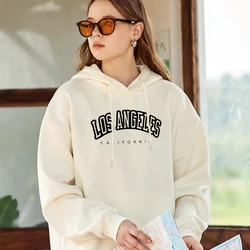 New In Hoodies & sweatshirts Los Angeles California Letter Printing Pocket Hoodie Casual Oversize Long Sleeve Women's Clothes