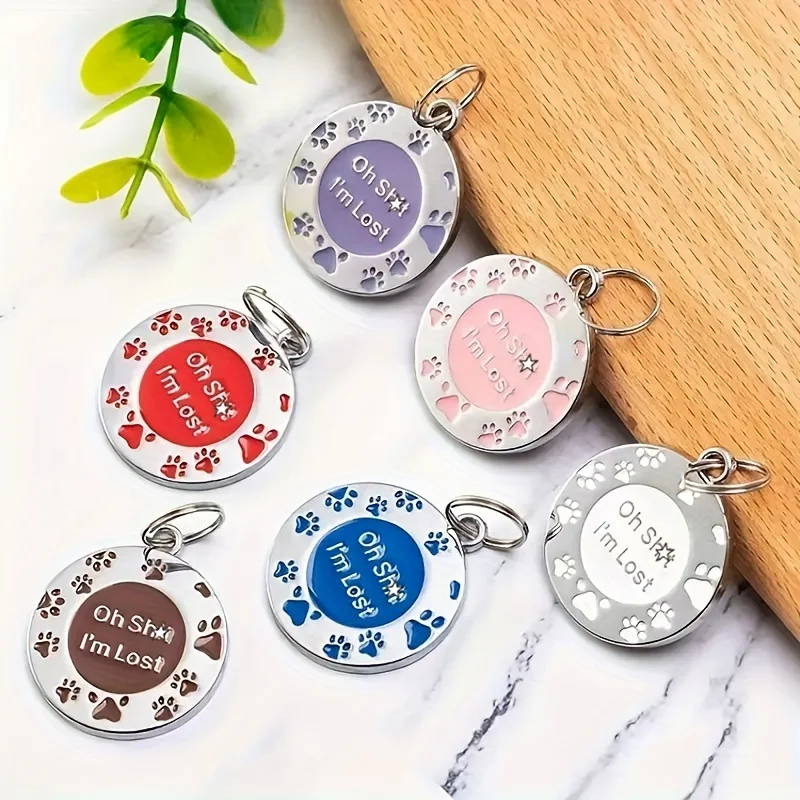 Personalized Glitter Paw Print Dog Tag Custom Pet Name Phone Number Engraved Dog ID Anti-Lost Dog Collar Pendant Pet Accessories