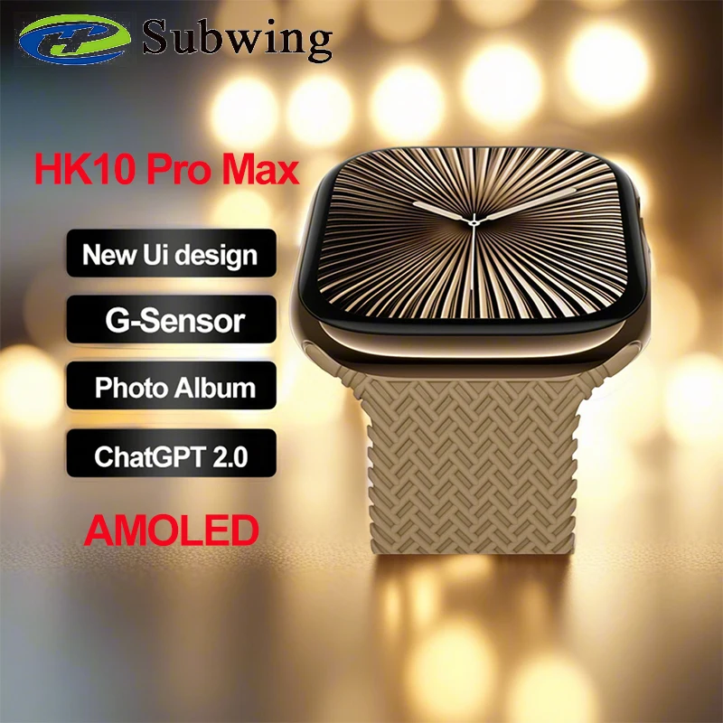 HK10 Pro Max AMOLED Smart Watch 46mm Photo Album Men Local Music TWS ChatGPT Smartwatch 1GB ROM Sersies 10 Bluetooth Call 2024