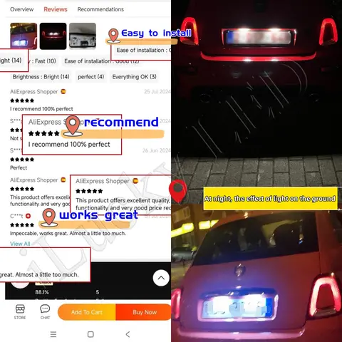 फिएट 500 500C फिएट अबार्थ 500 500C 2007 2008 2009 2010 2007-2016 के लिए 2 पीस कैनबस सफ़ेद SMD LED नंबर लाइसेंस प्लेट लाइट 10 best sales एलईडी फिएट 500 - №3