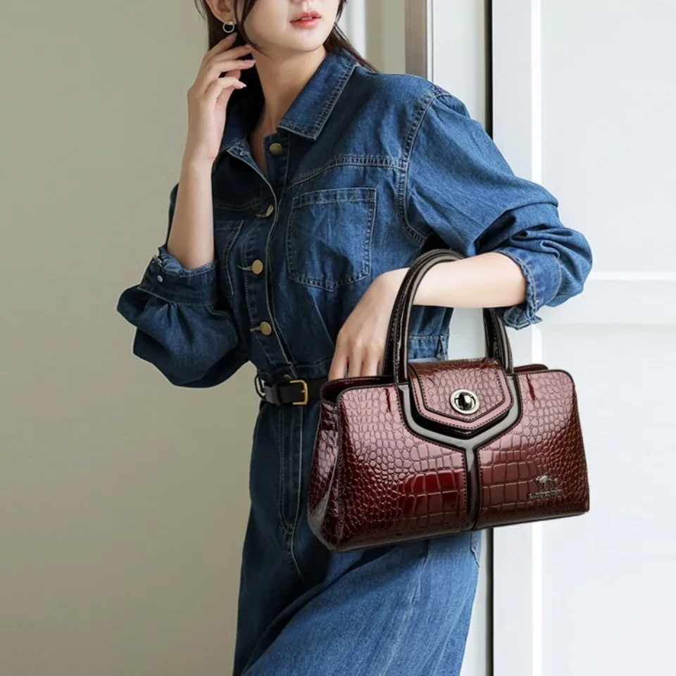 Genuine Brand Patent Leather Tote Bag Alligator Shoulder Bags for Women Designer HIgh Quality Handbags Female Crossbody Sac 2026 - view 3