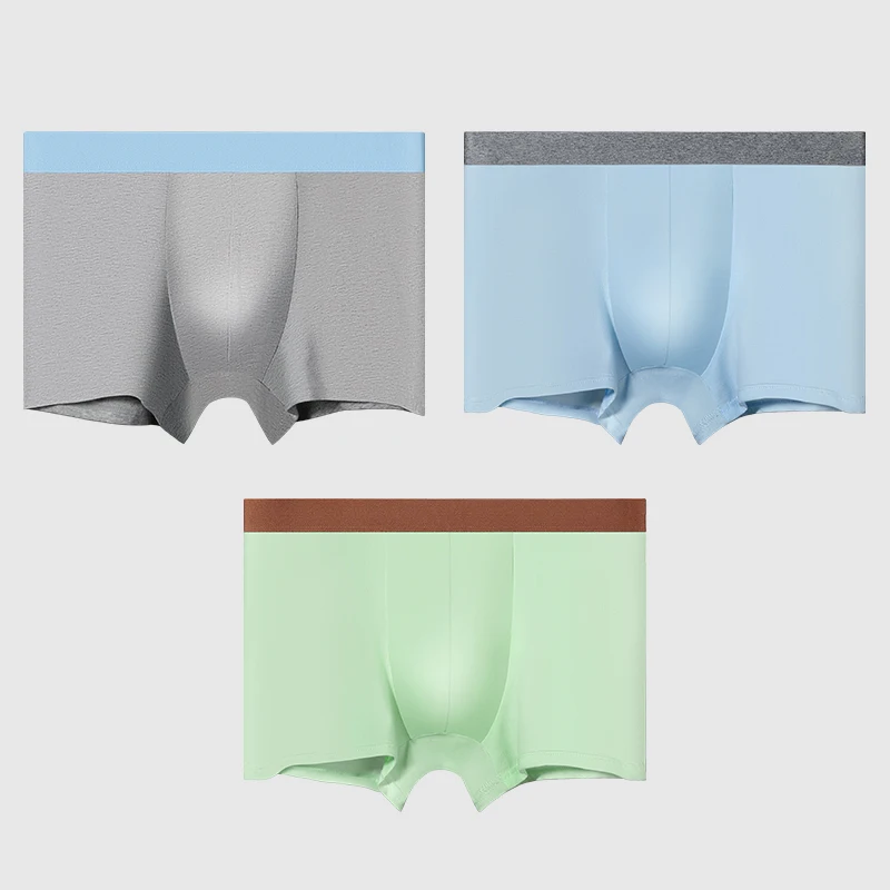 3PCS Herren-Slips, Herren-Boxershorts aus Baumwolle, Modal-Unterteile, Sommer, schlanke Jungen-Sport-Boxershorts in Übergröße, Kopf