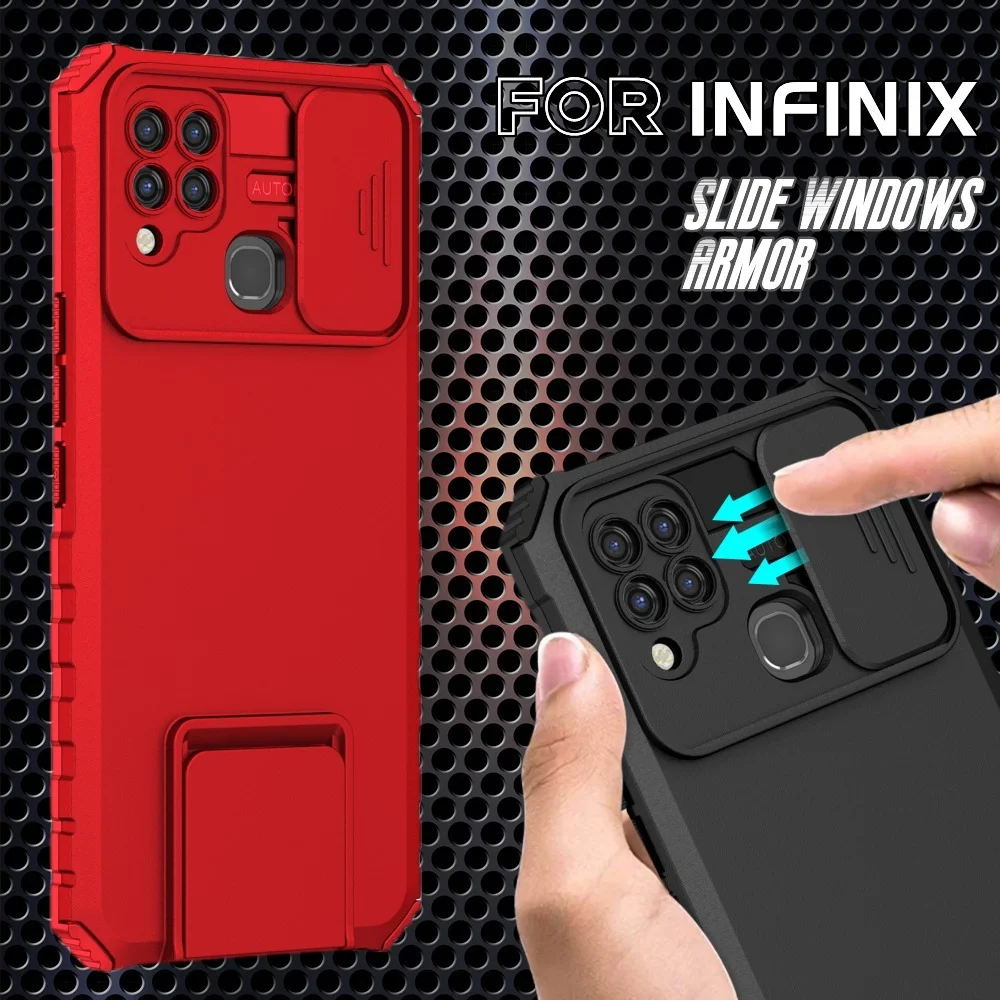 ShockProof Case For Infinix Note 11 10 Pro Smart 6 HD 5 Slide Window Case Cover For INFINIX HOT 11S 11 12 10S NFC 10 Lite 9 Play