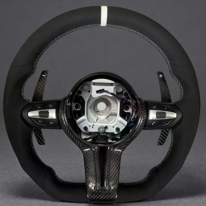 M Sport Steering Wheel For BMW F10 F30 F20 F21 F22 F23 F31 F32 F33 F34 F36 F15 F16 F25 F26 F11 F06 Slender Paddle Suede Carbon