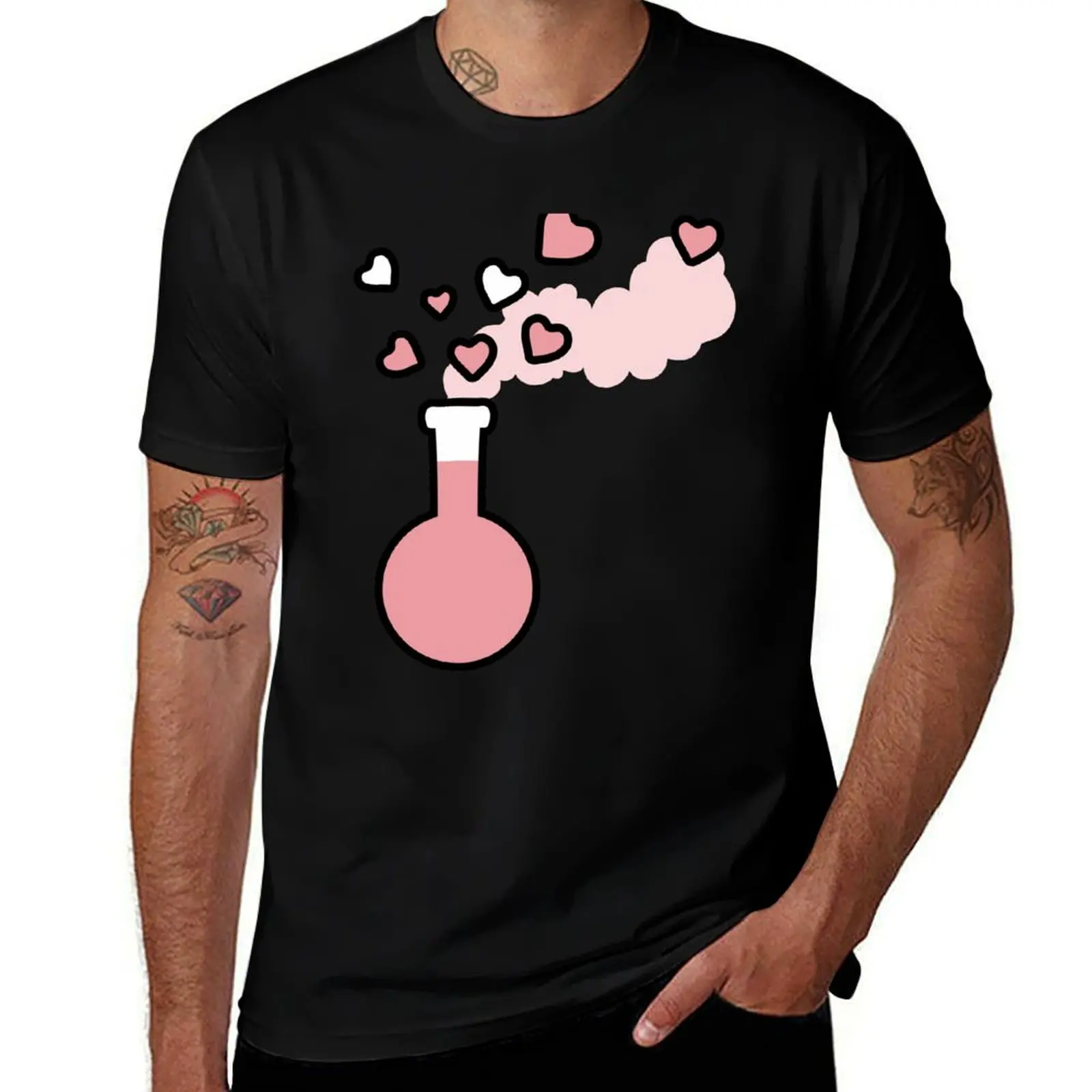 Футболка Pink Love Magic Potion in a Laboratory Flask, футболки для мужчин, футболки с рисунком, хлопковая футболка, 100% хлопок