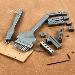 RCIDOS Round Interchangeable Watch belt hole Puncher,Hexagon/olive stitching hole punch tools,Combined type Leather hole puncher