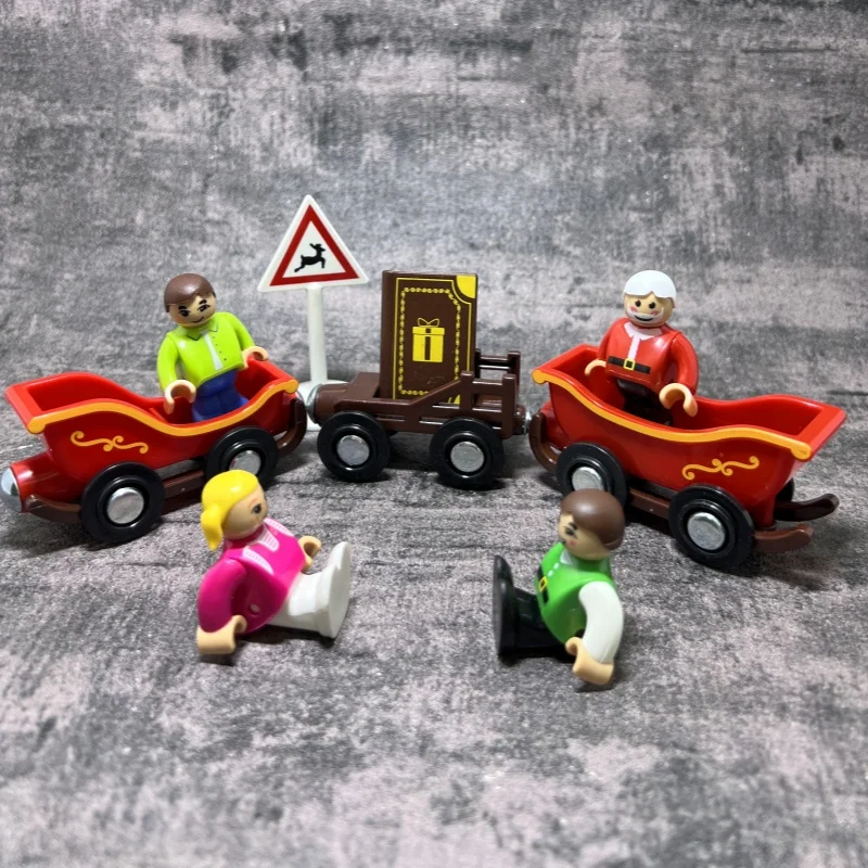 Treno magnetico compatibile con vagone ferroviario in legno Carrello di Babbo Natale B162 Giocattolo puzzle educativo per bambini 9 pezzi / set Natale in legno