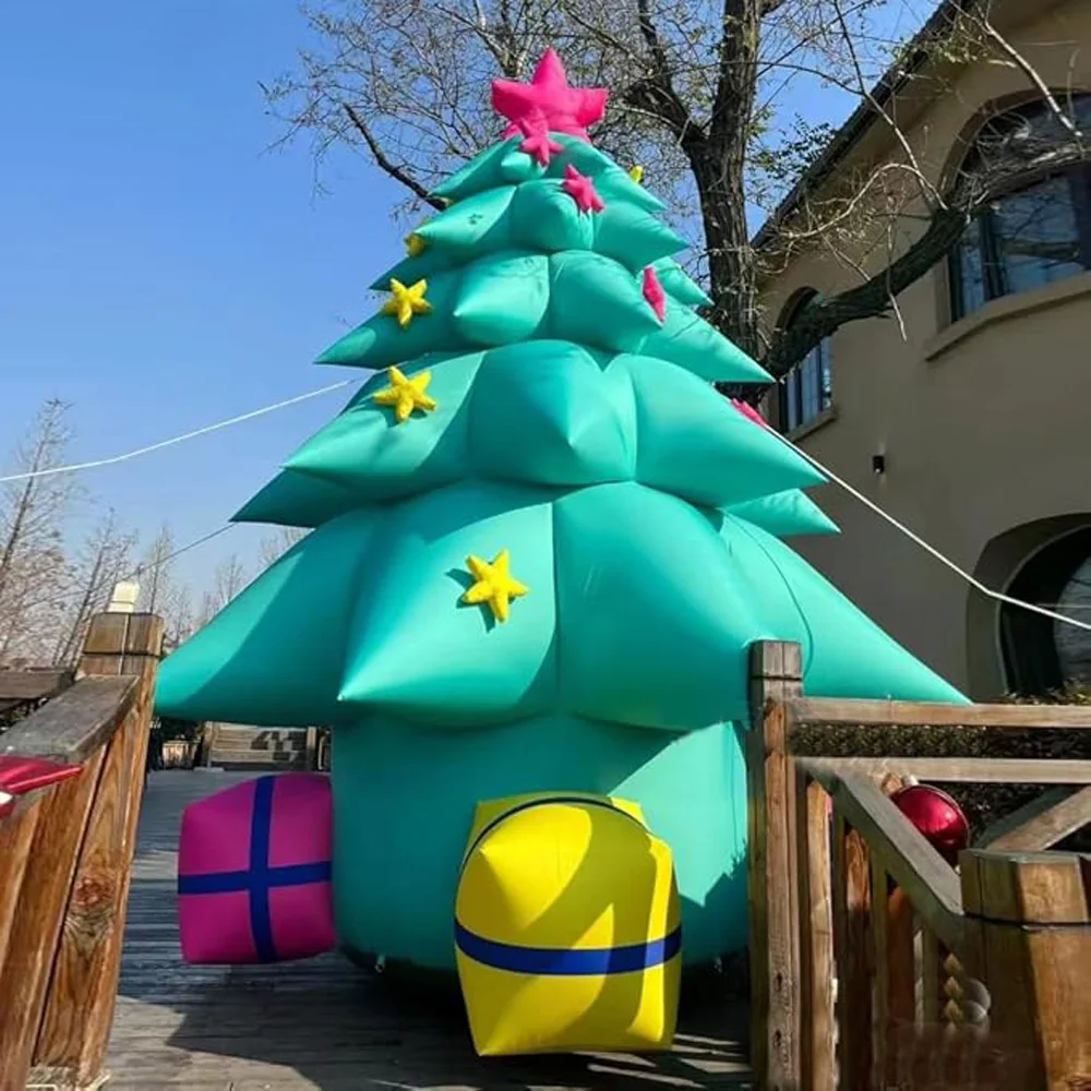 20ft Giant Blow Up Inflatable Christmas Tree With Multi-Color Gift Box Christmas Ornaments Outdoor Yard Lawn Party Decoration