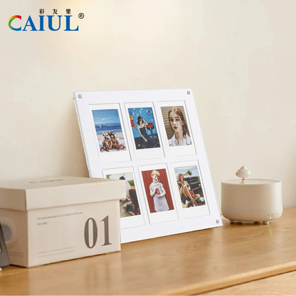 Dopamine Color 3-Inch Stereo Fuji Pailide Photo Frame Advanced Transparent Six Palaces Acrylic Photo Frame Desktop Decoration