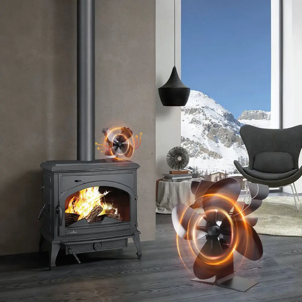 Silent Heat Powered Wood Stove Fan With Modern Reindeer Design Metal Blower For Optimal Room Heating Comfort