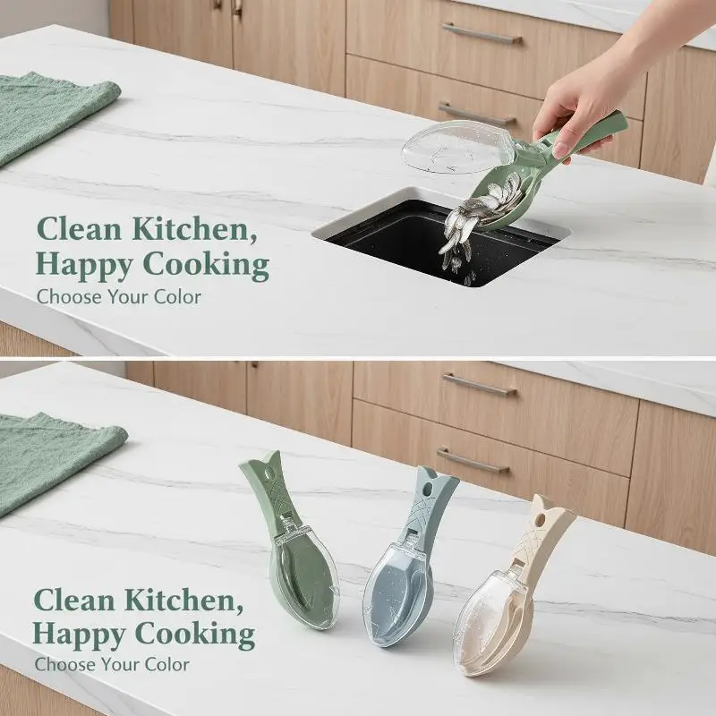 Kitchen Household Fish Scaler With Protective Lid Anti-Splash Descaling Tool Easy Clean for Home Seafood Processing Use