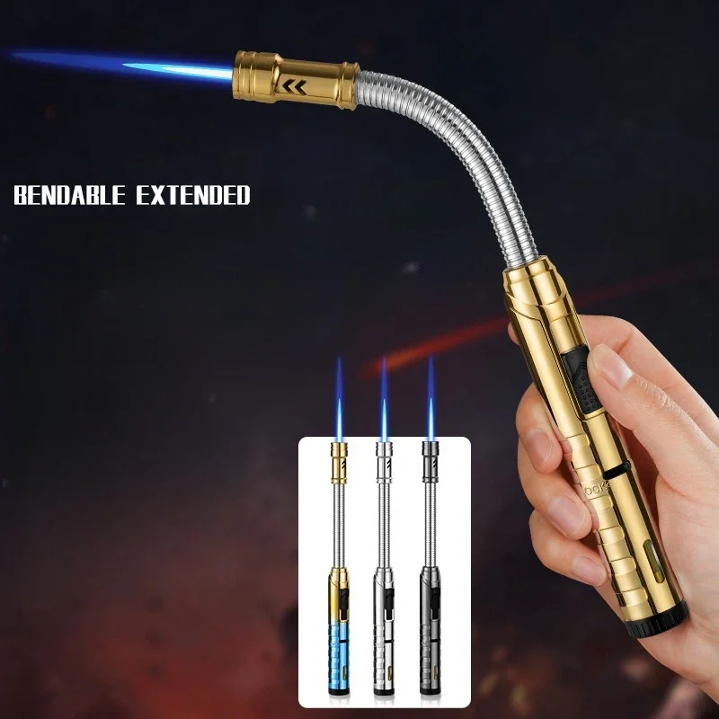 HOT Windproof High-Flame Direct-flush Gas Lighter Multifunctional Outdoor Fire Camping Barbecue Butane Welding Torch Home Tools