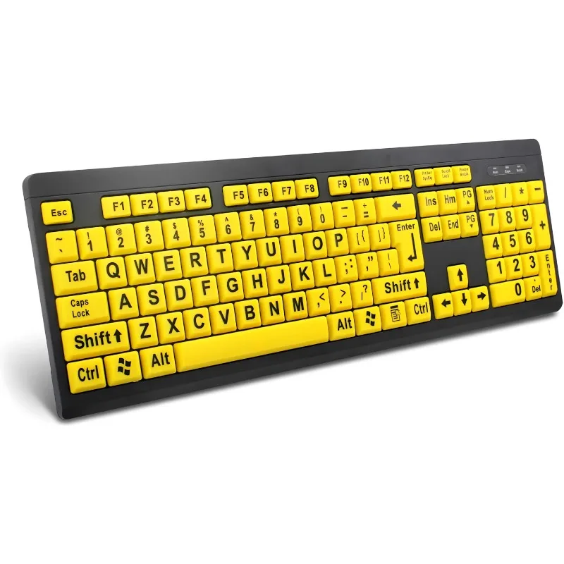 Large Printed Computer Keyboard, Wired USB High-contrast Keyboard, Oversized Printed Letters, Suitable for Visually Impaired