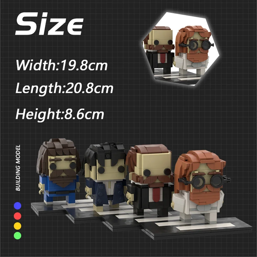 MOC Band ตัวอักษรอังกฤษ Rock ทีม Brickheadz Building Blocks ชุด Beatlesed นักร้องที่มีชื่อเสียงของเล่นสําหรับของขวัญผู้ใหญ่