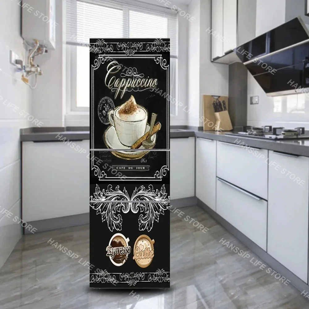 Mixed Style Fridge Door Sticker Waterproof Piano City Beach Beer Eiffel Tower Refrigerator Mural Wrap for Kitchen Home Decor - view 5